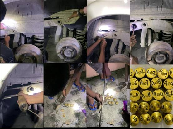 Pictures exhibiting concealment of foreign origin gold in vehicles